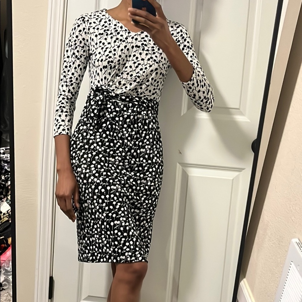 Talbots Black/White Patterned Dress